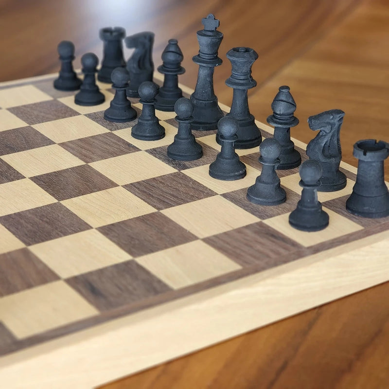Wooden And Concrete Collectible Chessboard.
