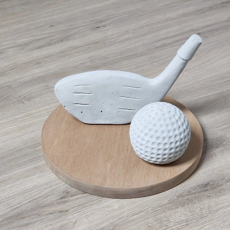 Decorative Golf Club And Golf Ball Set With Wooden Base